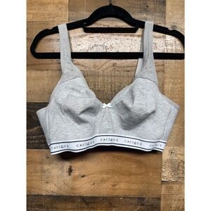 Cacique Gray Cotton Unlined Full Coverage No-Wire Bra 40D Logo Band Wireless